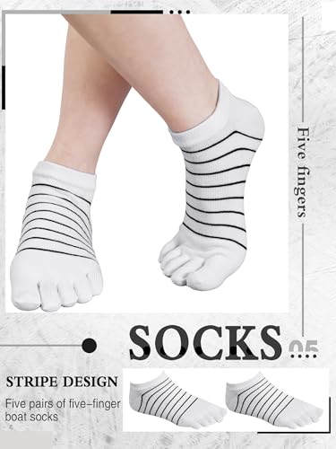 Image of Sintege 5 Pairs Stripe Toe Socks Women Colorful Finger Sock with Toes Separated Ankle Socks for Athletic Running Women Men