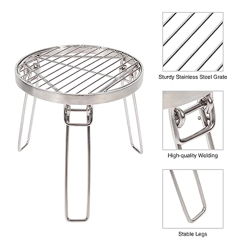 Lineslife Folding Campfire Tripod for Cooking, Portable Camping Tripod Stand with Grill Grate for Solo Stove Bonfire Fire Pit, Dutch Oven, Open Fire, Stainless Steel - Thumbnail 3