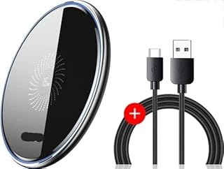 شاحن لاسلكي سريع 15 واط من ايساجر لايفون 14 13 12 لايربودز فيزيبل كيو اي لوحة شحن لاسلكية لسامسونج S22 S10 شاومي ال جي أسود