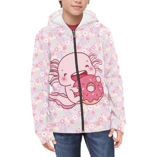 Image of Unisex Zipper Sweatshirt Boys Girls Hooded with 2 Pocket Pullover Hoodies for 6-16Y Kids
