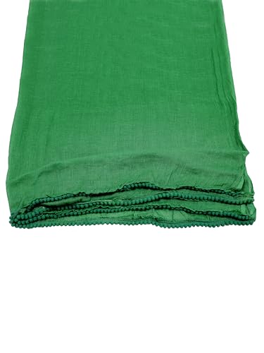 Image of Miraan Solid Pure Cotton Dupatta with Pom Pom Border, 2.25 meters length (DUPCOTTON)