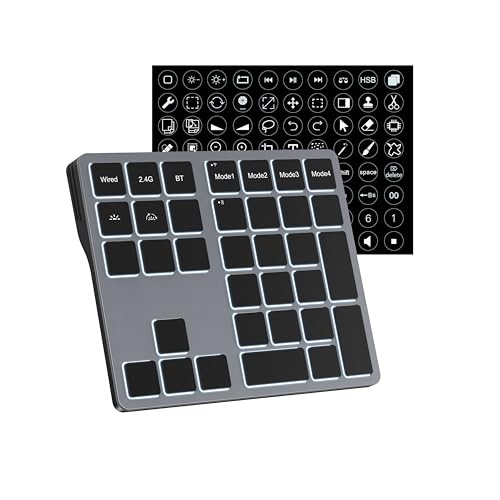 Doohoeek Tri-Mode Programmable Keyboard (BT/2.4G/Wired), Bluetooth Shortcuts Keyboard with 25