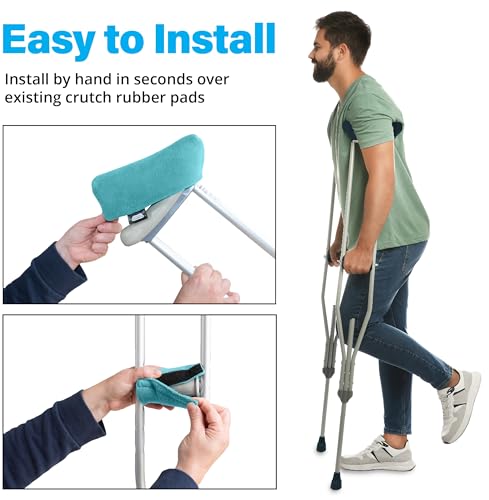 Crutch Comfort Deluxe Soft Fleece & Foam Crutch Accessory Set (Turquoise)