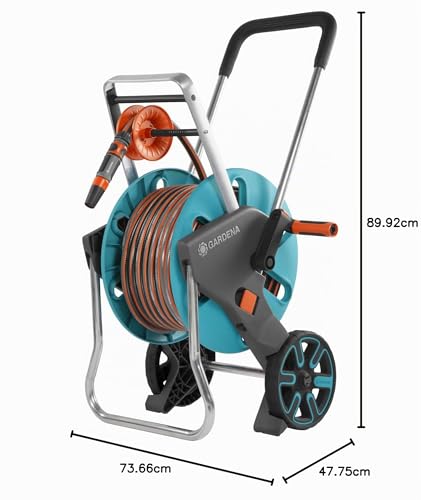 Gardena Kit dévidoir CleverRoll M Easy : dévidoir sur roues d'une capacité de 60 m, particulièrement stable, avec guidage confortable dans un cadre métallique robuste, antigoutte (18517-20)