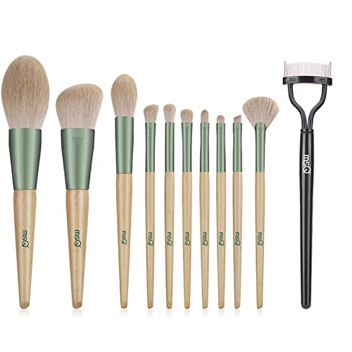 Makeup Brush Set 10pcs Professional Cosmetic Brushes with Soft Synthetic Hair for Foundation, Powder, BB Cream, Eyeliner, Concealer and Eyelash Comb Eyebrow Brush MSQ Eyelash Separator Mascara Applica