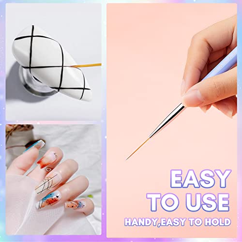 Makartt Nail Art Brushes,Liner For Nails, 5Pcs, 7/9/11/15/25Mm, Easy Hold, Thin Nail Art Design Brush Detail Brush For Gel Polish Nail Paintings Different Lines 3D Nail Pattern French Tips Nail Tool #TOP6