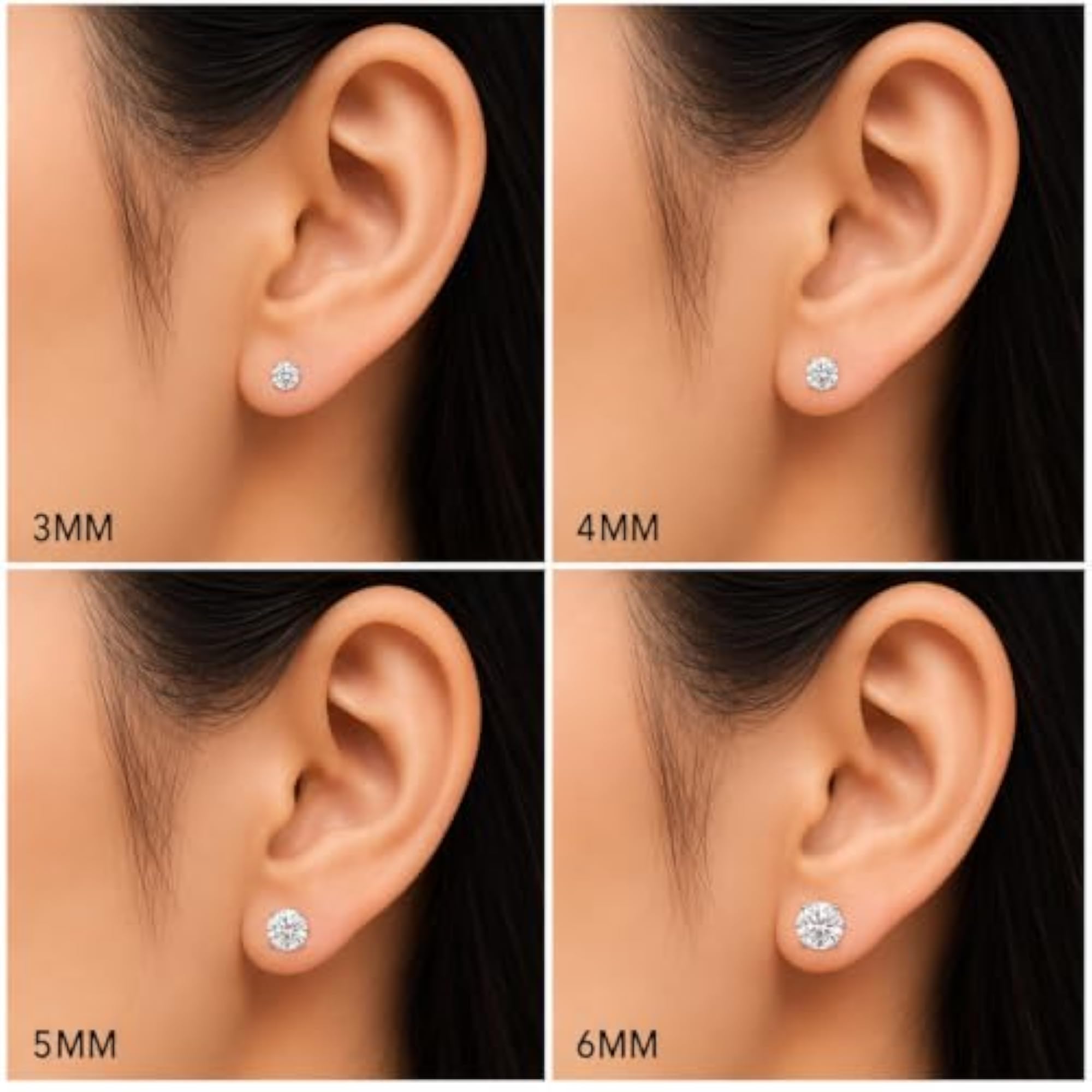 925 Sterling Silver Cubic Zircon Round Solitaire Stud Earrings