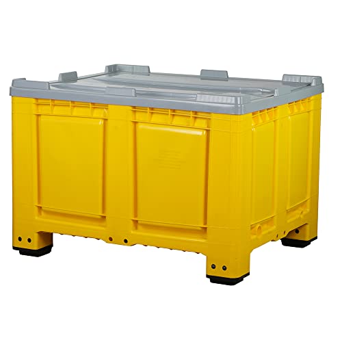 Logiplast Palettenbox mit Deckel LxBxH: 1200 x 1000 x 790 mm geschlossen mit 4 Füssen in gelb