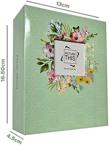 NAKSHATRA Slip in Photo Album 6x4 - Designer 100 Pocket Photo Album Book, Small Photo Albums with Keychain, Gift for Family Valentine Birthday Wedding Anniversary Christmas Vacation (Sea Green)