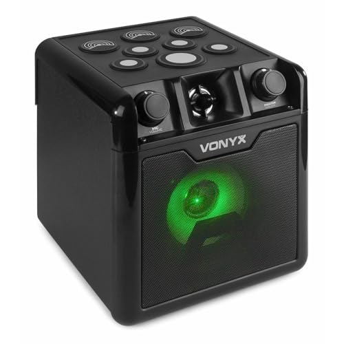 VONYX SBS50B-Drum Set - Altavoz Bluetooth portatil de 50W con Micrófono, Pads de Batería Electrónica, Efectos de Luces Leds, Entrada AUX. Set de Karaoke Ideal para niño y niña. Regalos. Juguetes.