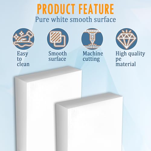 Image of 4Pcs HDPE Blocks White 3 /4'' Thick, Size 3''x 3-1 /2'' Solid Plastic Sheet High Density Polyethylene Sheet Board Rectangular Tapping Block for DIY Projects and Home Floor Improvement