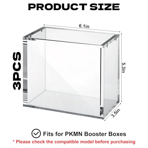 YEXEXINM 3 Pack Acrylic Magnetic Case Compatible with Booster Boxes, 5mm Thick Stackable Booster Box Case Acrylic Display for PKMN, Magnetic Closure Booster Box Gifts for Cards Collectors by YEXEXINM - Image 2