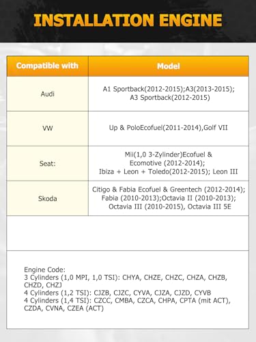 Wvoillty 6tlg Zahnriemen Werkzeug, Motor Einstellwerkzeug Set, für VAG EA211, 1.0, 1.2, 1.4 FSI TSI TFSI Motoren, Kompatibel mit VW, Audi, Jetta, Seat, Skoda
