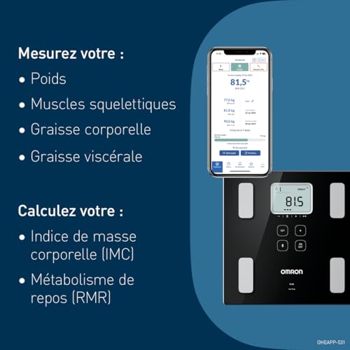 OMRON VIVA Balance avec Bluetooth pour poids, graisse viscérale et IMC – vue 4