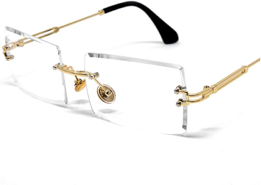 Men's Rectangular Luxury Vintage Retro Gold Clear Lens Fashion Hip Hop Glasses