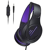 Anivia Stereo Gaming Headset for PS4, PC, Xbox One Controller, Noise Cancelling Over Ear Headphones with Mic, Soft Memory Earmuffs for Laptop/Mac/Nintendo/PS3 Games(Purple)