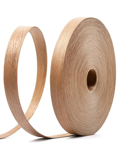 Image of Red Oak Edge Banding 3 /4 inch x 164 ft Real Wood Veneer Plywood Edge Banding Iron-on Pre-glued Veneer Edging Tape for Cabinet Repairs Furniture Restoration