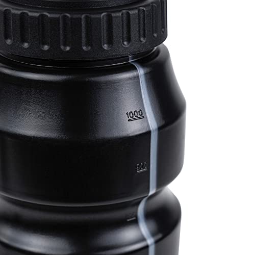 Cannon Sports 1 Liter Sports Water Bottle, BPA-Free, 34 Oz Capacity, Large Mouth, 2 lids (Straw and Squeeze), Great For Helmet Sports Such As Hockey, Lacrosse, Football, Boxing (6 Pack) (Black) - Thumbnail 5