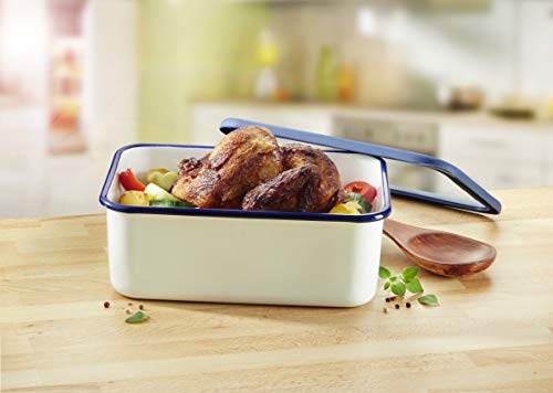 HoneyWare CLASSIC LINE Emaille Frischhaltedose mit Deckel | Hoch | 2,8 L | hitzebeständig bis 400°C | Meal Prep Boxen für alle Herdarten, Backofen und Grill geeignet | Aufbewahrungsbox mit Deckel