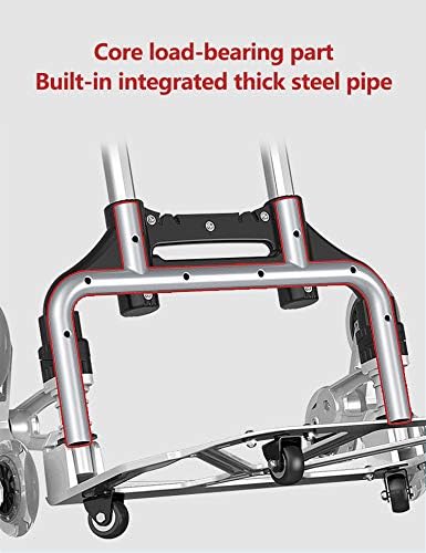 Yinleader aluminium stair climbing trolley, folding trolley, extremely robust, extra long 106 cm handle, four 360° universal wheels, includes shopping box and expander rope