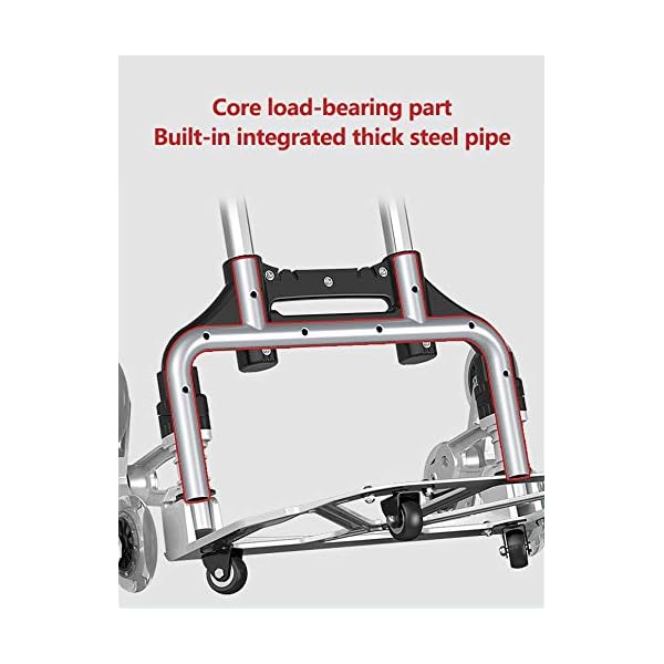 Yinleader Aluminium Treppensteiger Handwagen Faltbarer Handwagen äußerst robust | extra Langer Griff 106 cm | Vier 360 ° Universalräder | Inklusive Einkaufsbox und Expanderseil – Bild 4