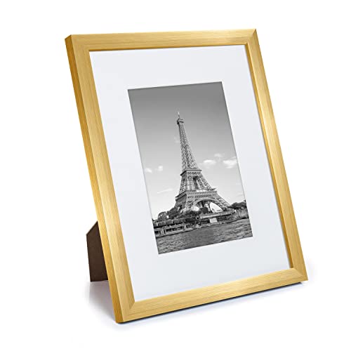 Image of upsimples 8.5x11 Picture Frame Set of 10, Display Pictures 6x8 with Mat or 8.5x11 Without, Multi Photo Frames Collage for Wall or Tabletop Display, Gold | Fit 6x8 Photos and 8.5x11 Certificate, Wall or Tabletop Display, For Gallery Hallway Living Room, For Christmas Wedding