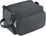 Buruis Extra Large Toiletry Bag for Men, Travel Toiletry Organizer Dopp Kit Water-resistant Shaving Bag, PU Leather Cosmetic Organizer Bathroom Shower Bag for Toiletries, Grooming, Accessories (Black)