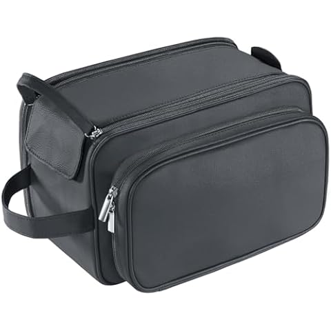 BURUIS Extra Large Toiletry Bag for Men, Travel Toiletry Organizer Dopp Kit Water-resistant Shaving Bag, PU Leather Cosmetic Organizer Bathroom Shower Bag for Toiletries, Grooming, Accessories (Black) Cover