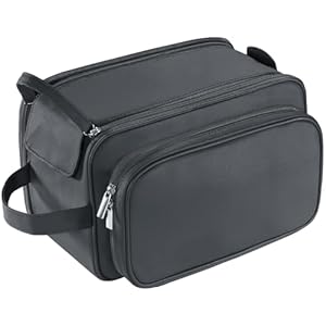 Buruis Extra Large Toiletry Bag for Men, Travel Toiletry Organizer Dopp Kit Water-resistant Shaving Bags, PU Leather Cosmetic Bathroom Shower Bag for Toiletries, Grooming, Accessories (Black)