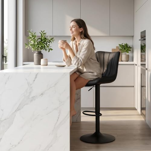 SOBUWSITO Classic BarStools Set of 2, Faux Leather Kitchen Chair(Black) by SOBUWSITO - Used condition - Image 9