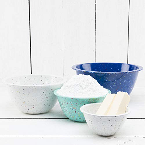Zak Designs Mixing Bowl Set, Nesting Bowls For Space Saving Storage, Made With Durable Eco-Friendly Melamine, Great For Prepping And Serving Food (Confetti White, Blue & Mint, 4Pcs, Bpa-Free) #TOP3
