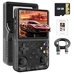 R36S Retro Handheld Game Console with 128GB and 21,000+ Classic Games, 3.5" IPS Display, Open Source Linux System, Screen Portable Pocket Video Player，BLACK