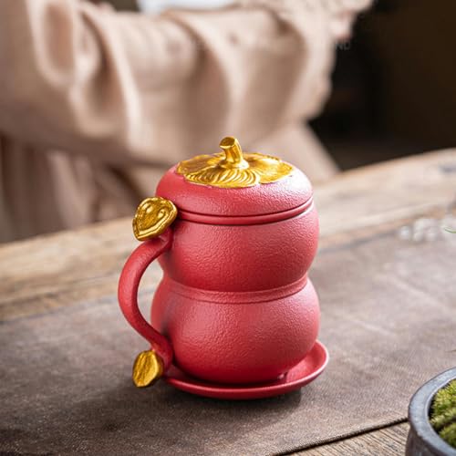 CAPIJIONG Chá de cerâmica de escritório de 360 ml com tampa, separação e filtragem, caneca, forno de