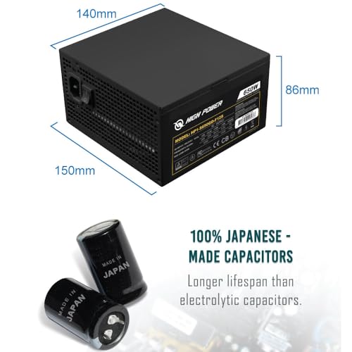 Image of HIGH POWER 80 Plus Gold Certified PC Computer Power Supply - 650 Watts PSU, Continuous Power ATX 12V V2.3 /EPS Active PFC with Whisper Quiet 120mm Fan, Reliable Performance and High Efficiency