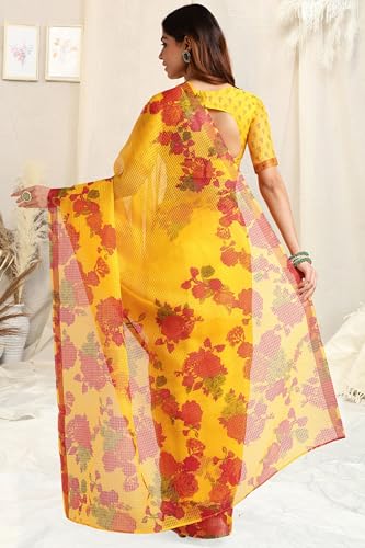 Image of MIRCHI FASHION Lightweight Kota Doria Cotton Saree | Floral Printed Summer Saree for Women | Breathable Ethnic Daily Wear Saree with Blouse Piece