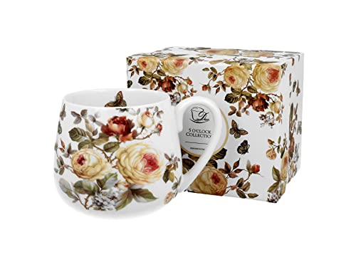 Duo Tasse à thé, à café, à infusion - Set sans infuseur - Couvercle en porcelaine - Forme bombée - Motif floral - 400 ml - Set dans coffret cadeau - Zahra sans infuseur
