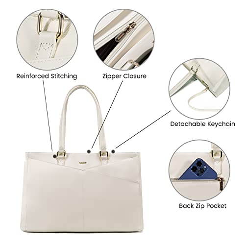 LOVEVOOK Laptop Bag for Women 15.6 Inch Tote Bags Waterproof Computer Briefcase for Teacher Business Office Work Bag,Beige by LOVEVOOK - Image 5