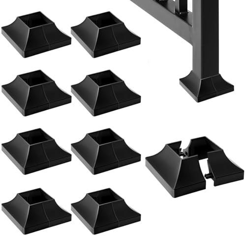 Plastic Post Base Cover Fit 2" Post, Square Post Base Trim, Post Base Plate Cover,Durable Fence Post Flange Skirt for Patio, Porch, Stair, and Railing Systems, UV-Resistant, Black