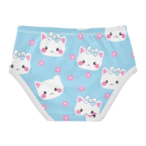 Cute White Cat Faces Light Blue Toddler Underwear Custom 2t Cotton Cute Panties Girl Florals Briefs Underpants2