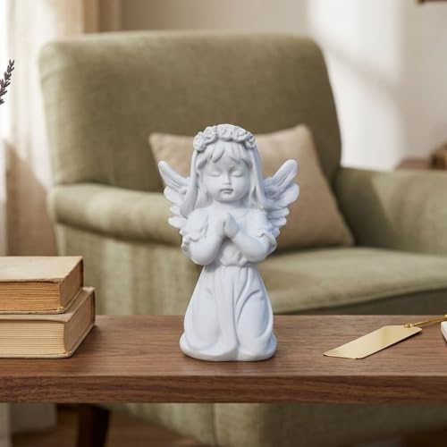 Image of Saugat Traders Praying Angel Statue for Home Decor Showpiece Bedroom, Living Room White Polyresin Figurine Decorative Sculpture Gifting Birthday, Housewarming, Christmas Gift