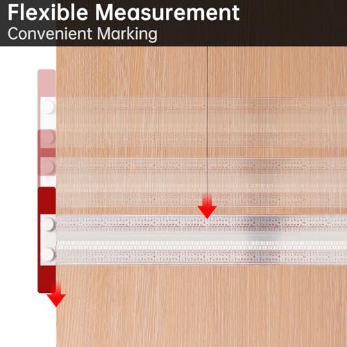 Smgda 12" Precision Marking T-Rule, Stainless Steel Scribe Line Ruler with Holes for Cutting Sawing, Scribing Ruler Woodworking Marking Tools Carpenter Draft Measuring T-Square with Stops (12 inch) by Smgda - Image 5