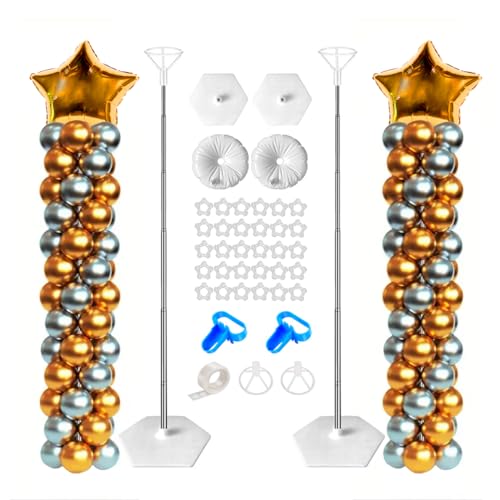 Balloon Stand Set of 1.4-6.8ft Metal Telescopic Pillar Balloon Column, Adjustable Metal for for Birthday, Wedding, Baby Shower, Graduation Party Decoration
