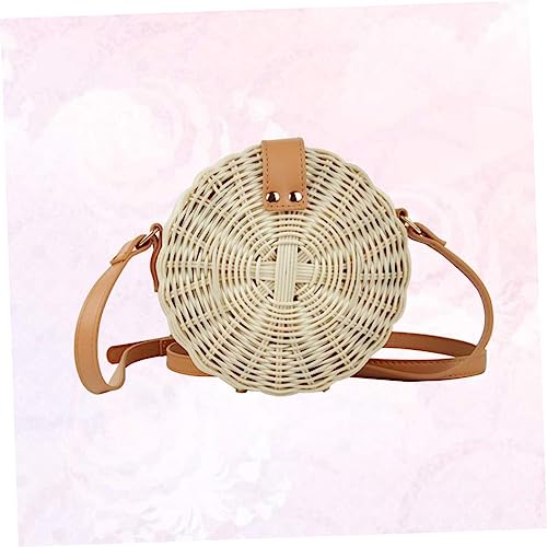 TENDYCOCO Bolsa De Vime Tecida Bolsa De Ombro Tecida Bolsa De Vime Redonda Bolsa De Tecido Bolsa De