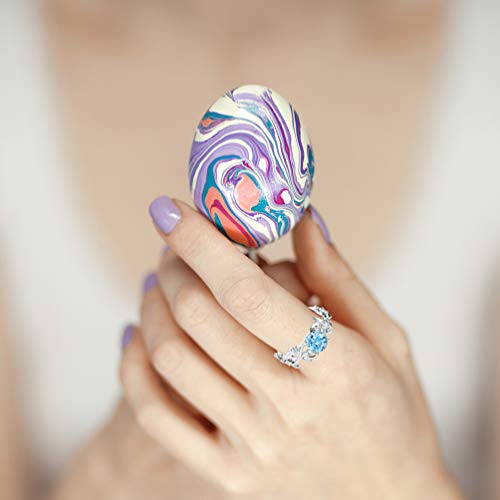 Holibanna Anel de pedra preciosa de corte redondo, anel de safira azul simulado, anel cruzado de fol