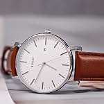 BUREI Herrenuhr, Minimalistisch Analog Quarz Uhr Wasserdicht Ultradünne Herrenuhr Lederarmbanduhr, Männergeschenk. – Bild 3