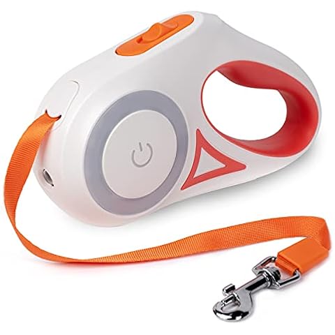 Dono Retractable Dog Lead - 3M Extendable One Button Handed Brake Dog Leash , Tangle Free Nylon Tape Anti-Slip Walking Pet Leash for Small Large Dogs Orange Cover