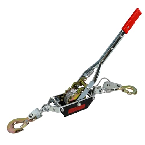 Zoihanx 4400 lbs Come Along Winch, 12.14ft Steel Cable, 2 Hooks,Heavy Duty Power Puller Tool with Dual Gears, Automotive Hoist Cable Puller for Lifting Pulling.