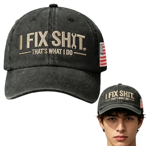 I FIX SHITT Thats What I DO Hat Vintage Adjustable Distressed Baseball Cap for Men Women(Black)
