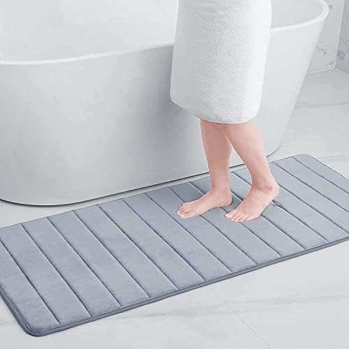 smiry Memory Foam Bath Mat, 40 x 60 cm, Extra Soft Non-Slip Bathroom Mat, Super Absorbent Bath Mats for Bathroom Floor, Machine-Washable Dry Bath Rug Foot Mat, Turquoise