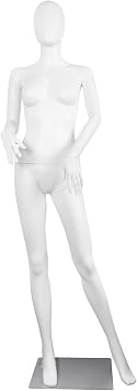 Female Mannequin Dress Form Faceless 70 Inches Adjustable Mannequins Dress Model Full Body Plastic Detachable Mannequins Stand Display Mannequin Head Metal Base White